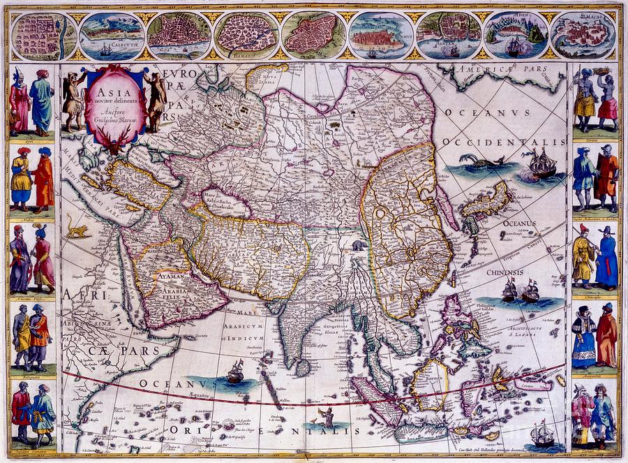 Map Of Asia Digital Art - Willem Blaeu - Asia noviter delineata - c.1650 by Vintage Map