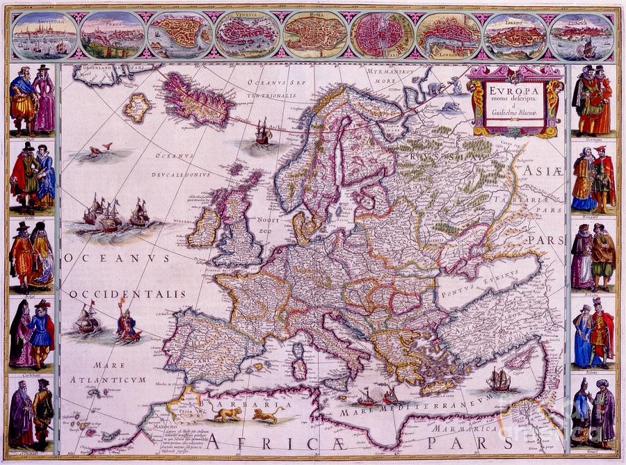 Willem Blaeu Digital Art - Willem Blaeu - Europa recens descripta - c.1650 by Vintage Map