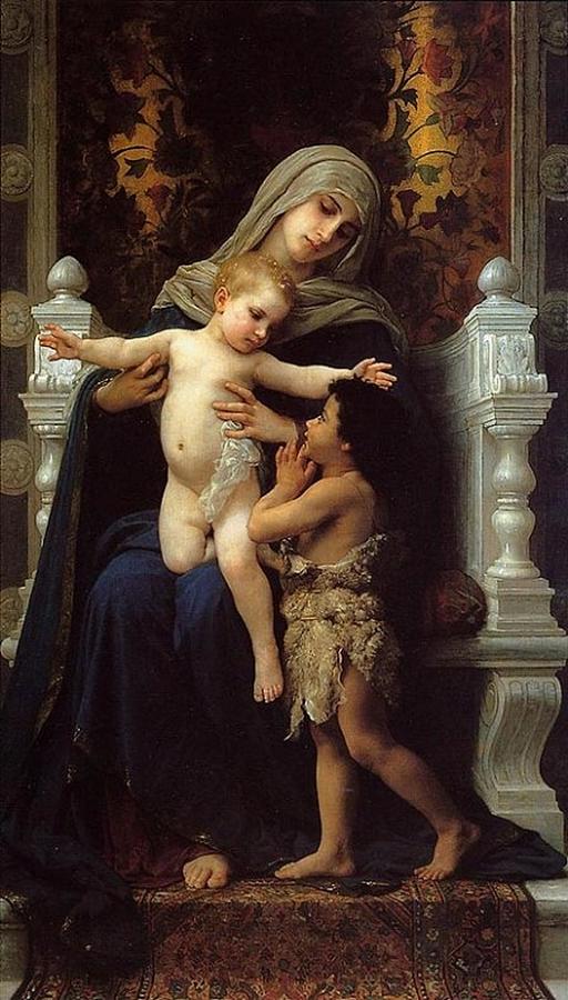 William-Adolphe Bouguereau - Madonna and Child with Saint John Painting by Les Classics