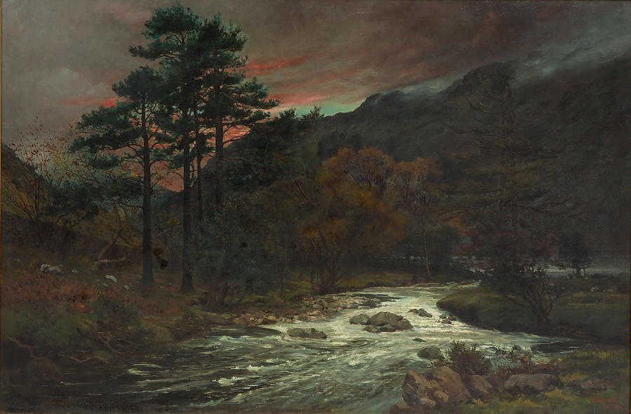 William Barnes Boadle British 1840 1916 An Autumn Evening In Washdale Cumberland Painting