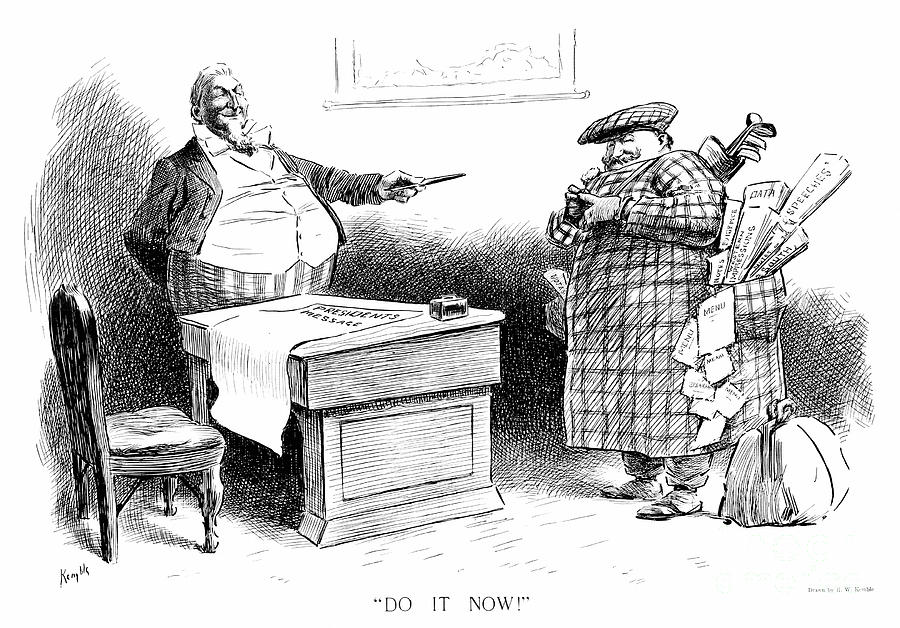 William Howard Taft Cartoon Drawing by Edward Windsor Kemble