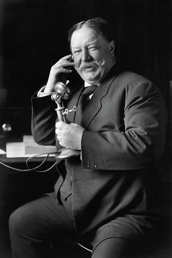 William Howard Taft Smiling During A Telephone Call - 1908 Photograph by War Is Hell Store