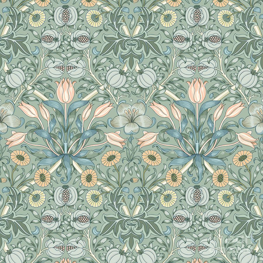 William Morris Duck Egg Sage Green Floral Digital Art by William Morris ...