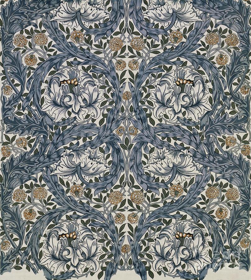 William Morris Navy Blue Pimpernel Painting by William Morris - Fine ...