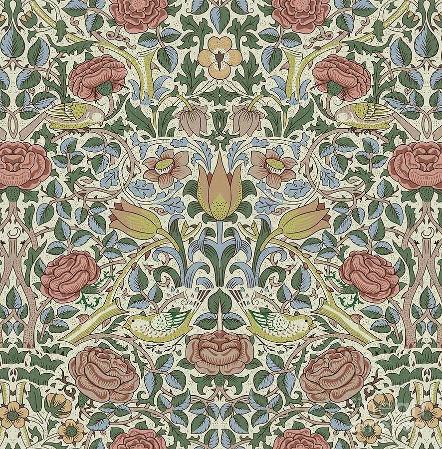 William Morris Pink and Rose Birds Painting by William Morris - Pixels