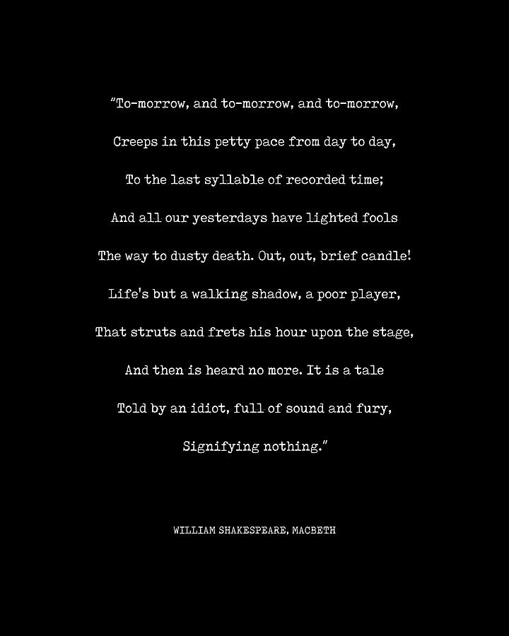 William Shakespeare -  Macbeth 01 - Minimal Typography - Literature Print - Black Digital Art