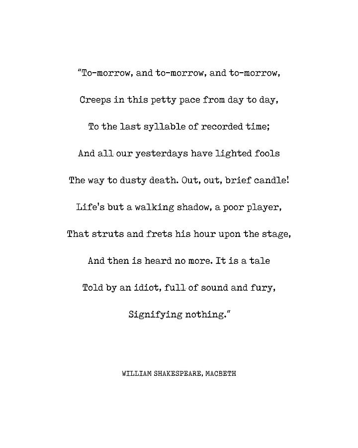 William Shakespeare -  Macbeth 01 - Minimal Typography - Literature Print - White Digital Art