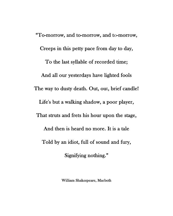 William Shakespeare -  Macbeth 02 - Minimal Typography - Literature Print - White Digital Art