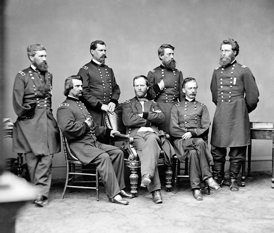 William Tecumseh Sherman Photograph - William Sherman and His Generals - Civil War - Circa 1864 by War Is Hell Store