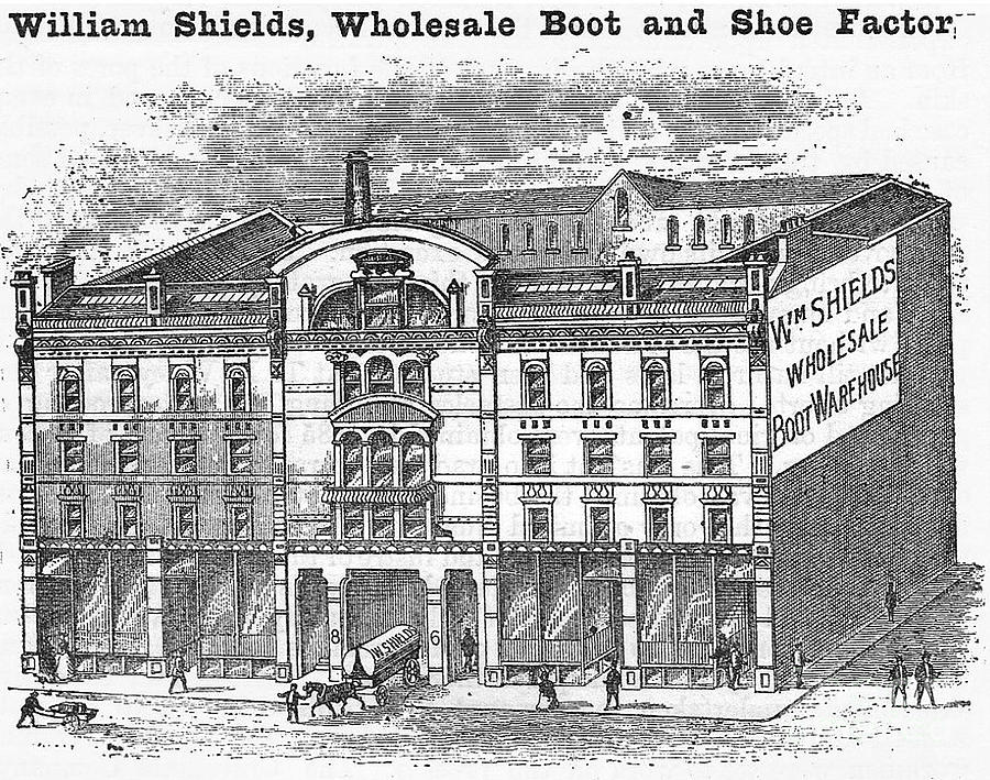 William Shields, Wholesale Boot and shoe factor, Bradford  Drawing by Mick Flynn