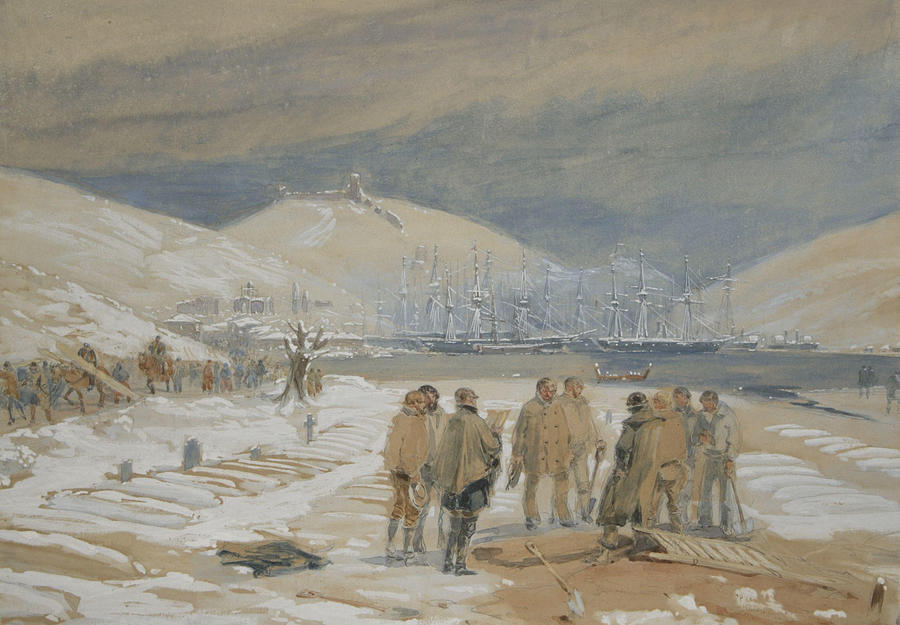 William Simpson British 1823 1899 Military Burial Crimean War Painting