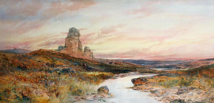 William Widgery British 1822 1893 Sunset On The Moors Painting