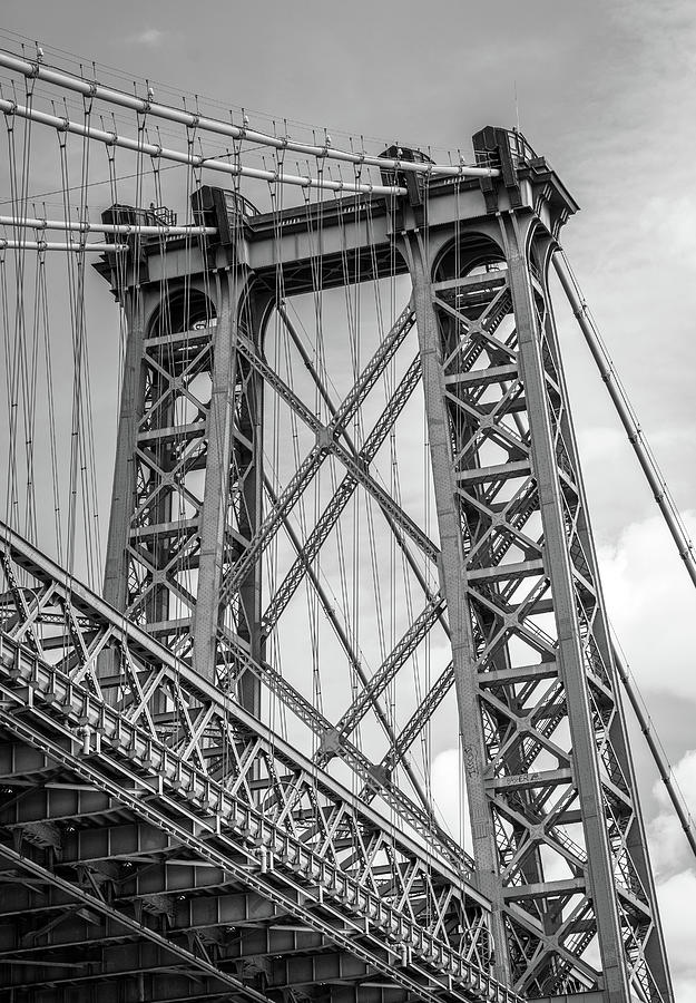 Williamsburg Bridge Tower In Black and White Photograph by Greg and Chrystal Mimbs