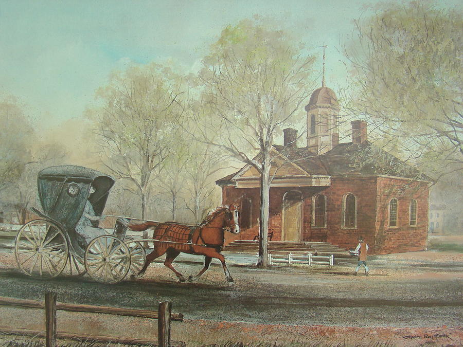 Horse Painting - Williamsburg Courthouse by Charles Roy Smith