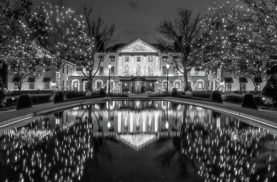 Williamsburg Inn at Christmas  in Black and White Photograph by Norma Brandsberg