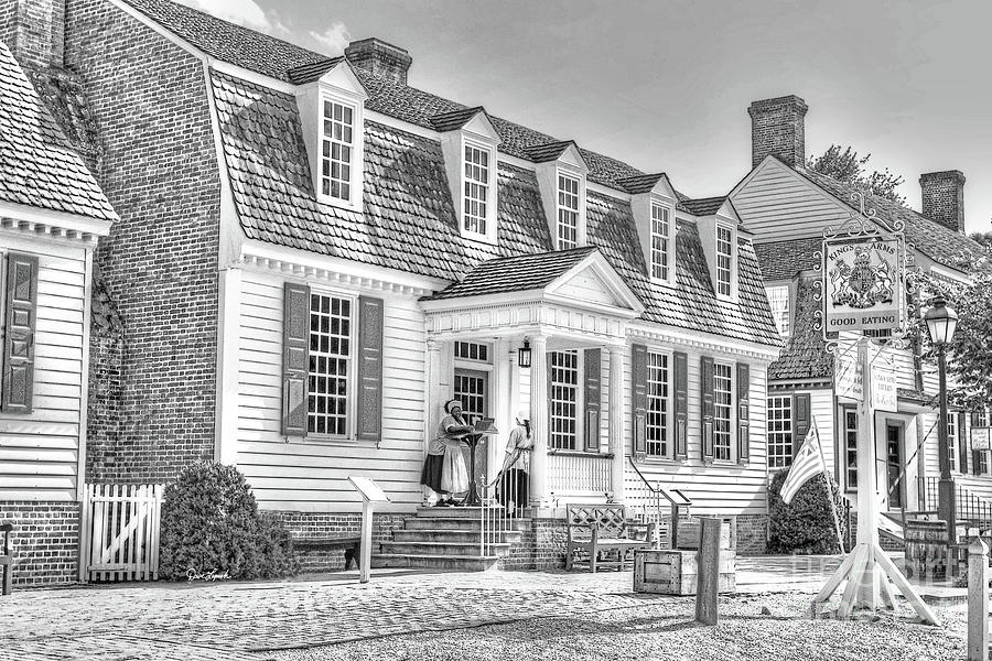 Williamsburg VA Virginia  KINGS ARMS RESTAURANT In Black and white Photograph by Dave Lynch