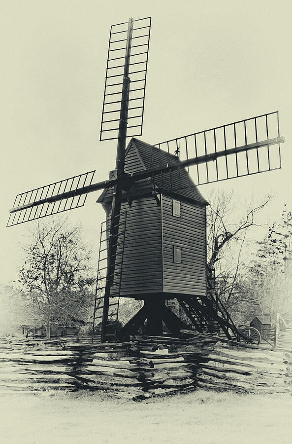 Williamsburg Windmill in Sepia Photograph by Norma Brandsberg
