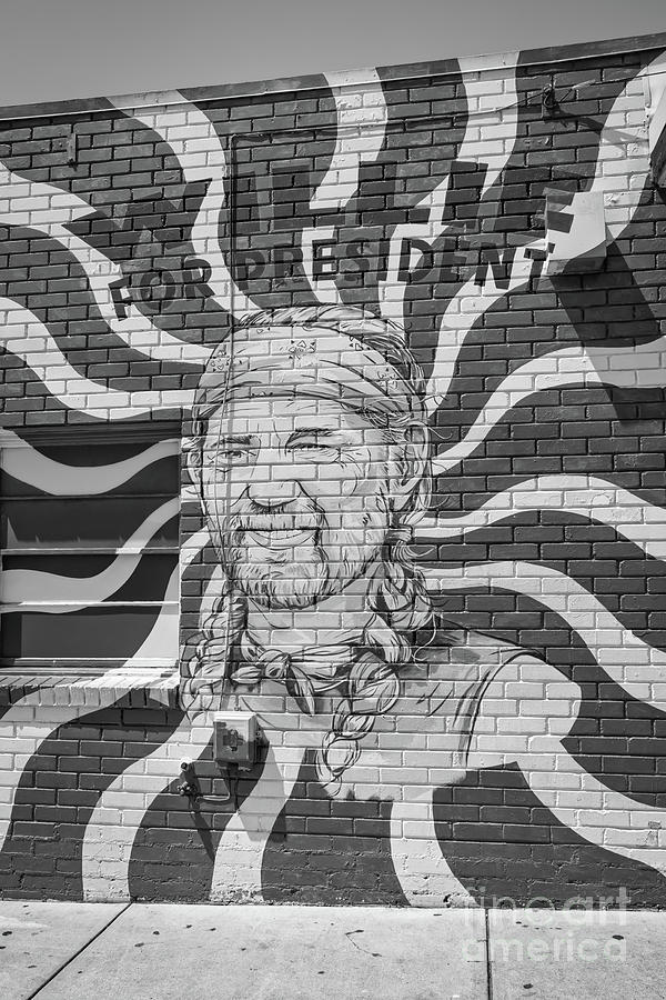 Willie For President Mural B W 2 Photograph by Bee Creek Photography - Tod and Cynthia