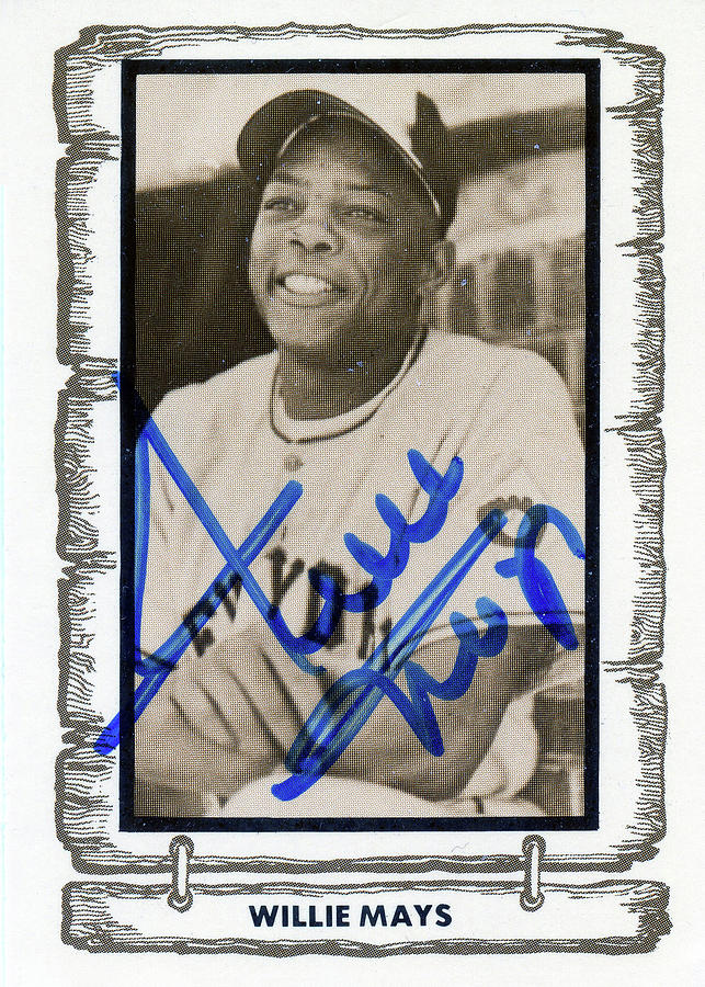 Willie Mays Autographed Card Photograph by Jerry Griffin