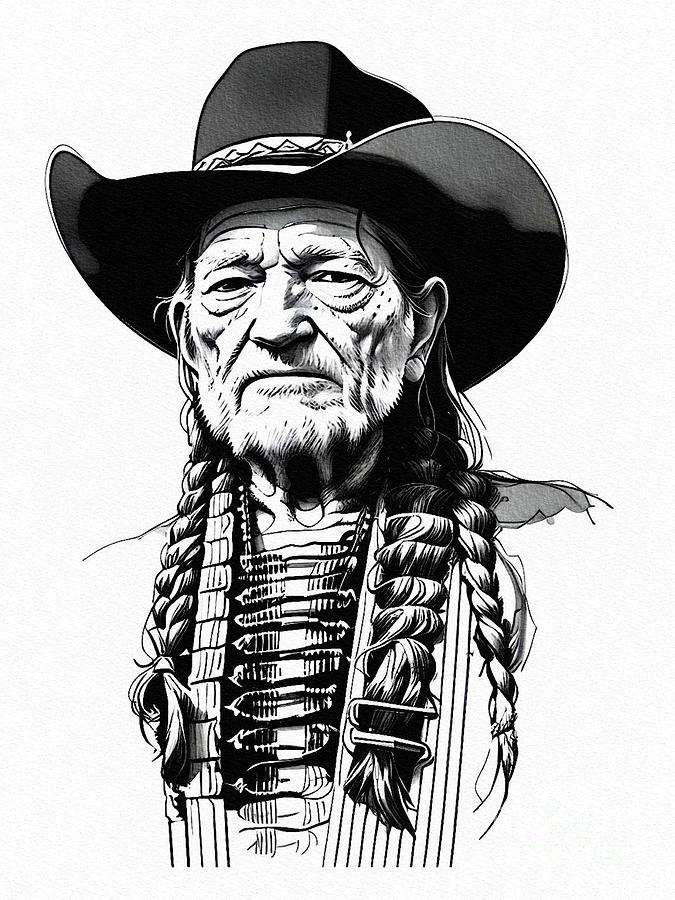 Willie Nelson, Music Legend Digital Art by Esoterica Art Agency Fine