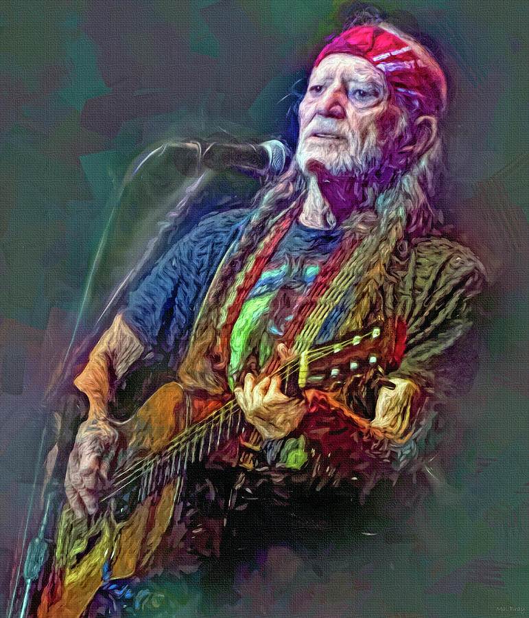 Willie Nelson Musician Mixed Media by Mal Bray