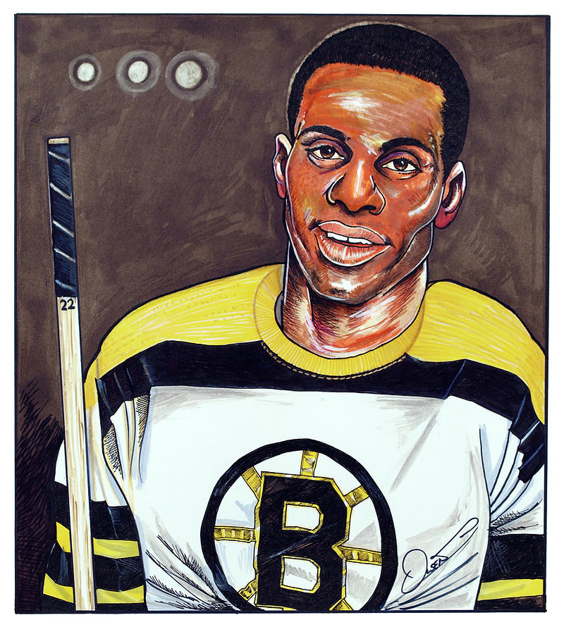 Willie O'Ree Drawing by Dave Olsen