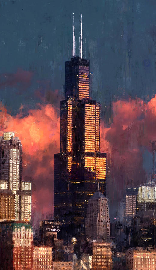 Willis Tower  Painting by Glenn Galen
