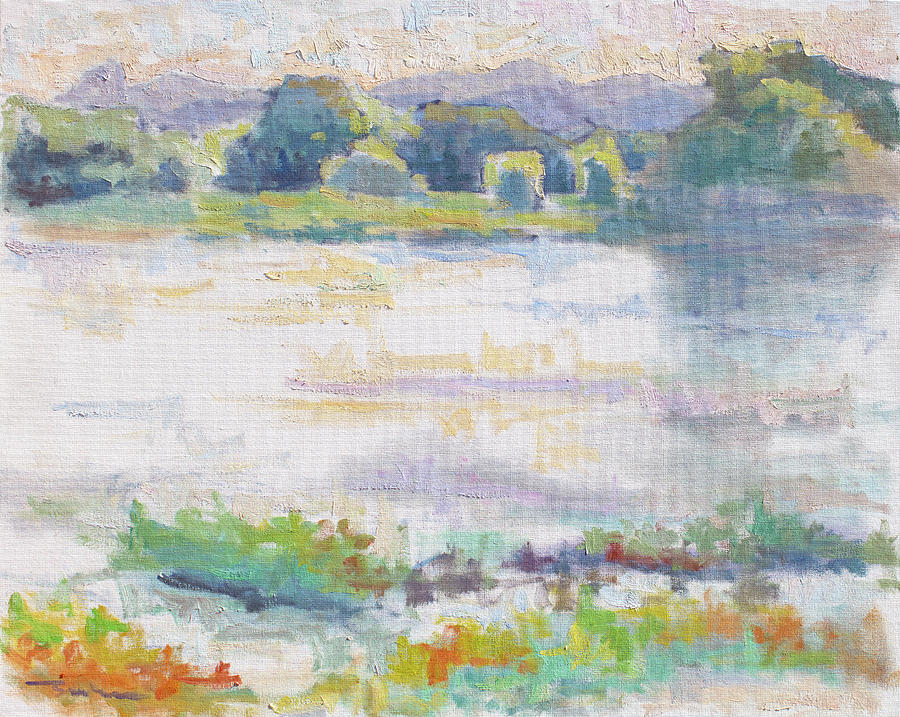 Willow Lake Dusk Painting by Srishti Wilhelm