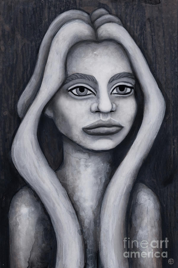 Willow. Monochromatic Portrait Study. Painting by Amy E Fraser