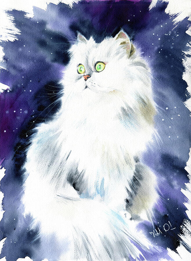 Willow Silver Shaded Persian Cat Painting Painting by Dora Hathazi Mendes