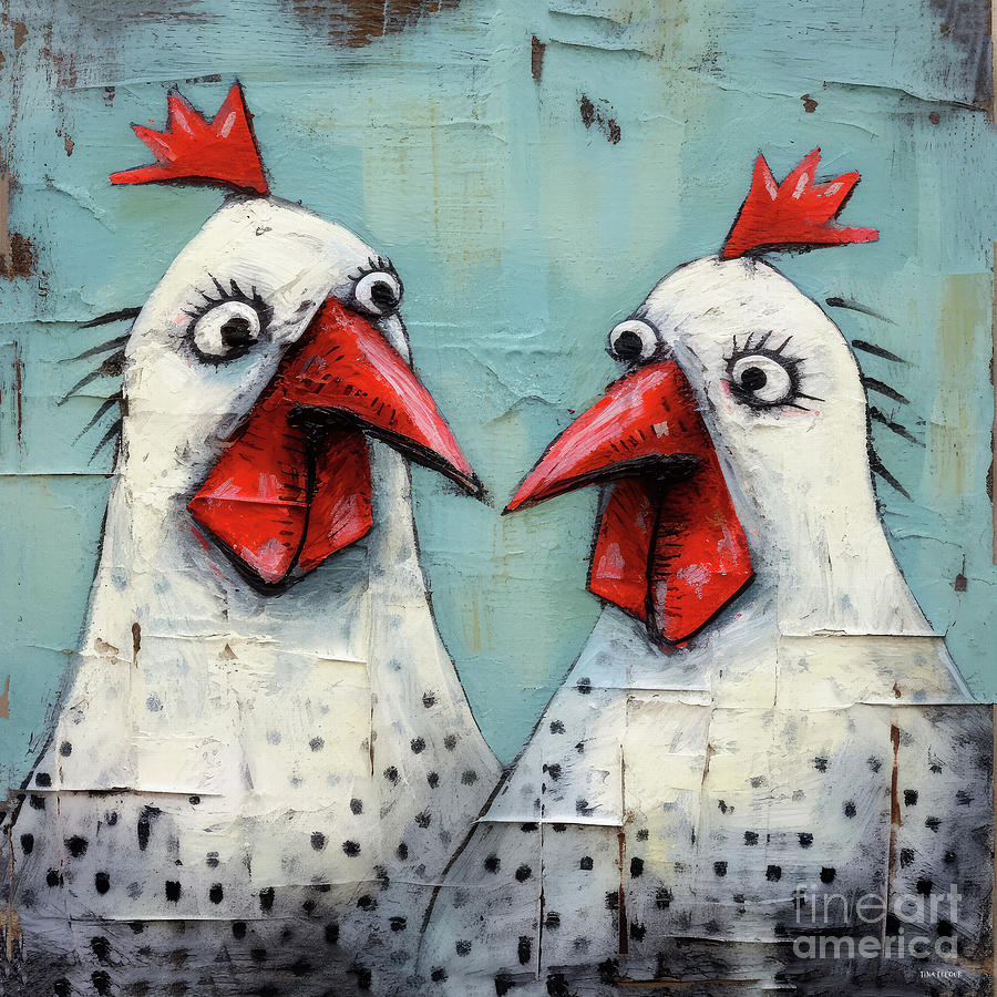 Chicken Painting - Wilma And Winnie by Tina LeCour