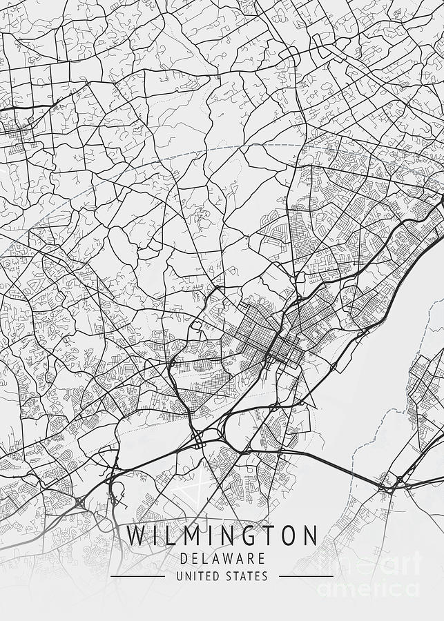Wilmington Delaware Us Gray City Map Digital Art By Tien Stencil Fine Art America 3196