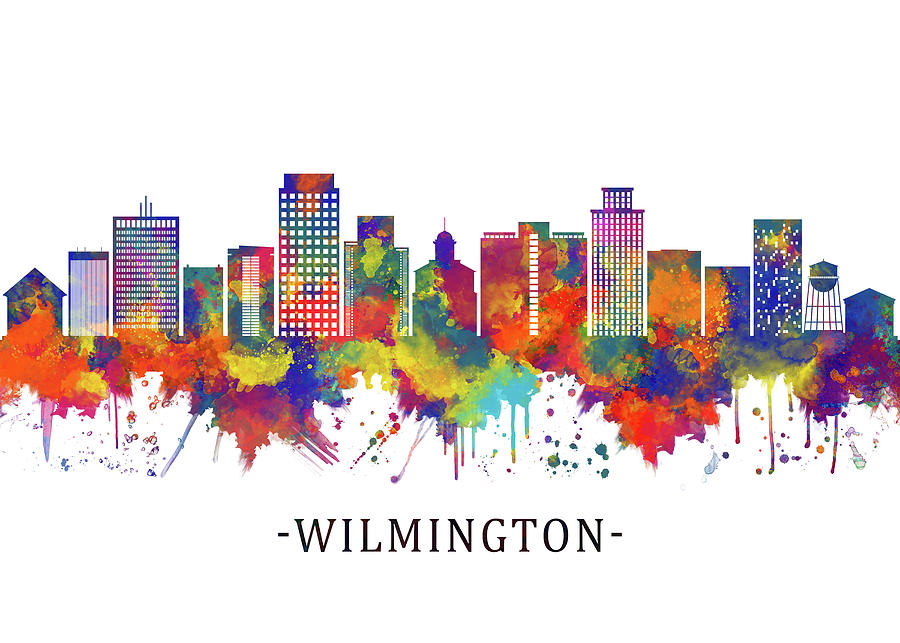 Wilmington Delaware Skyline Mixed Media by NextWay Art - Fine Art America