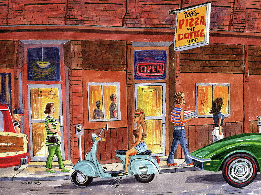 Wils Pizza shop Painting by Jeff Blazejovsky