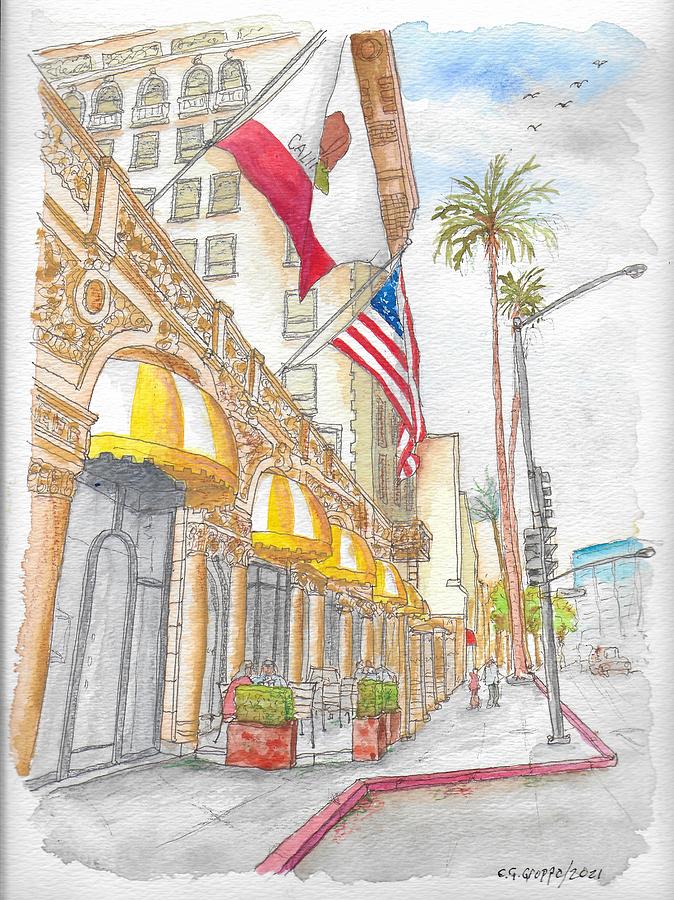 Wilshire Hotel in Beverly Hills, California Painting by Carlos G Groppa