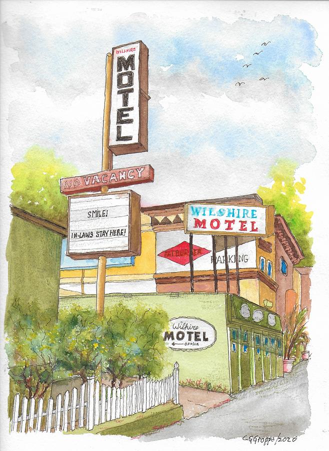 Wilshire Motel, Wilshire Blvd., Santa Monica, California Painting by Carlos G Groppa