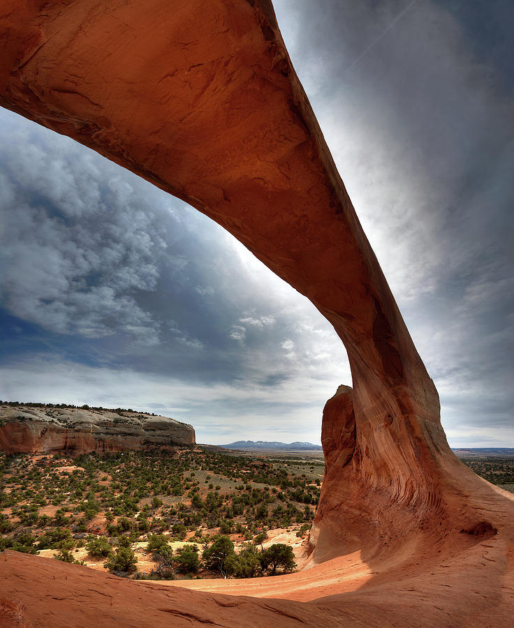 Wilson Arch Utah 1 of 2 - vertical ultrawide panorama from underneath arch looking south Photograph by Peter Herman