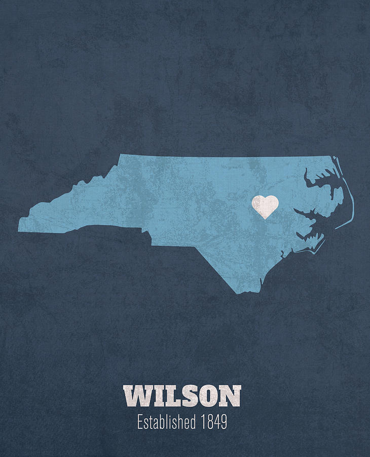 Wilson North Carolina City Map Founded 1849 UNC Color Palette Mixed 