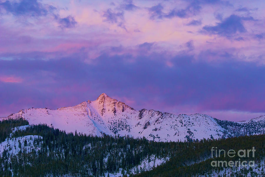 Sunset Photograph - Wilson Peak in Alpenglow Colors View from Big Sky, Montana by Nancy Gleason