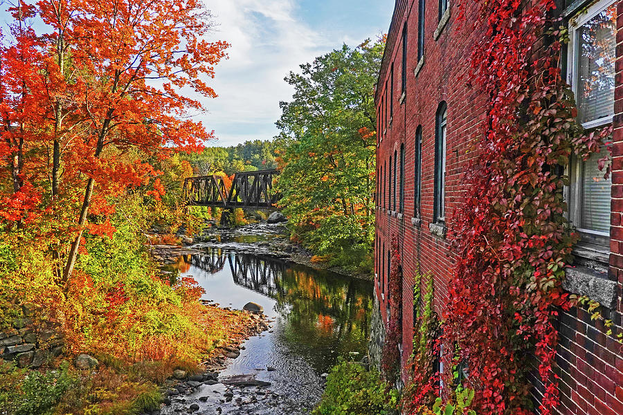 Wilton New Hampshire Railroad Bridge Beautiful Fall Foliage Building Photograph by Toby McGuire