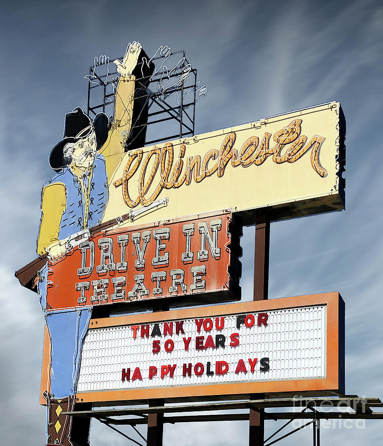 Winchester Drive In Theatre Neon Sign Photograph by Frank Short - Fine ...