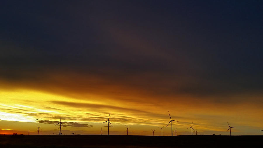 Wind Farm and the Setting Sun  Photograph by Ally White
