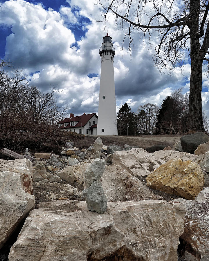 Wind Point Lighthouse Rocks Photograph by Scott Olsen