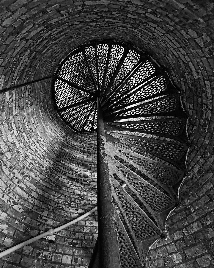 Wind Point Lighthouse Stairs BW Photograph by Scott Olsen
