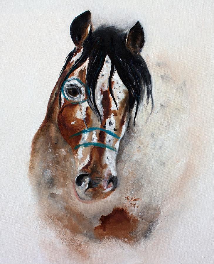 Wind Song the Appaloosa War Pony - Oil Painting Painting by Barbie Batson