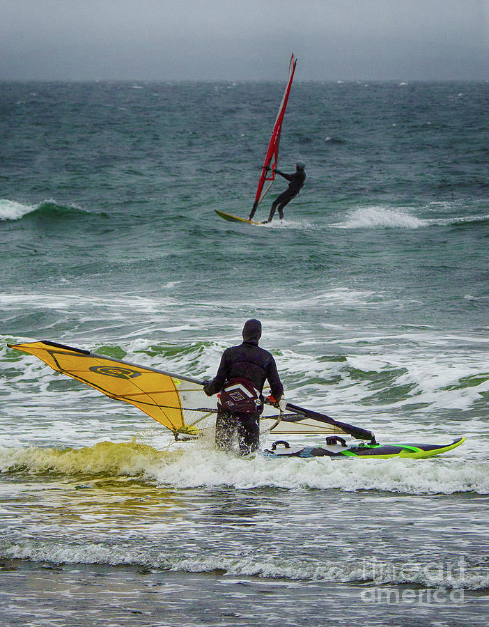 Wind Surfing Columbia Beach Photograph by Bob Christopher