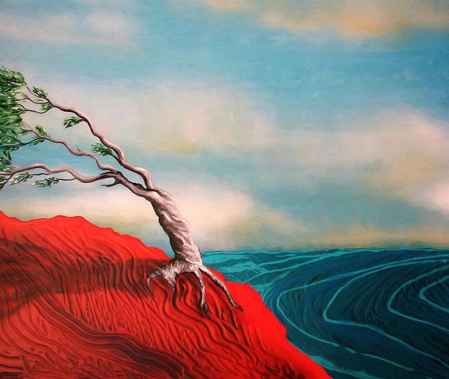 Wind swept tree Painting by Joan Stratton