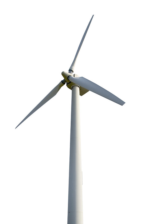 Wind turbine isolated on white background Photograph by fotoVoyager