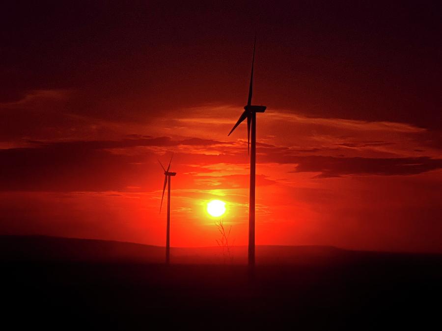 Wind turbines sunset Photograph by Cruceru Adelin Constantin