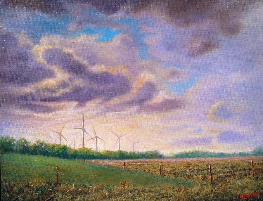 Tree Painting - Wind Turbines by Todd Snyder